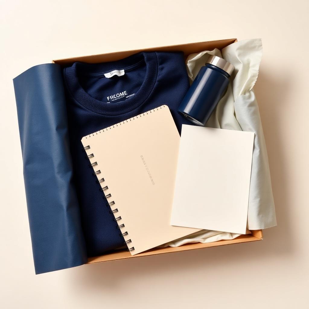 Open branded welcome box filled with kit